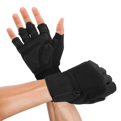 GlasFlength 1 paar krachttraining, fitnesshandschoenen voor dames en heren, ademend, gevoerde handschoen voor gymnastiek, gewichtheffen, handpalmbescherming, sporthandschoenen voor fietsen (zwart)