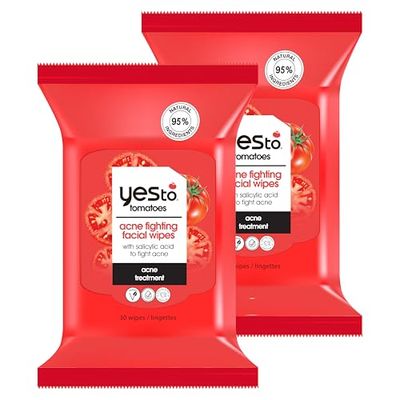 Yes To Tomatoes Clear Skin Blemish Clearing Facial Wipes, 30 Count (Pack of 2)