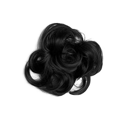 Lullabellz Chouchou à cheveux de qualité supérieure, noir naturel, 15,2 cm de long