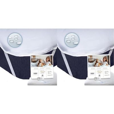 Komfortec 90x200 cm Alèse Imperméable, Protège Matelas, Silencieux et Respirant, Anti-Acarien, Hypo-Allergénique, Blanc (Lot de 2)