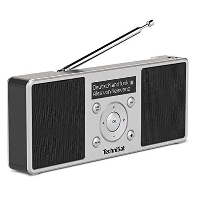 TechniSat DIGITRADIO 1 S - Radio Dab stéréo Portable avec Batterie Rechargeable (Dab+, FM, FM, Haut-Parleur, Prise Casque, mémoire des favoris, écran OLED, 2 W RMS) Argent/Noir