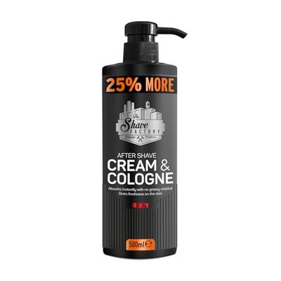 The Shave Factory After Shave Cream & Cologne Ruby 2in1 500ml 25% MORE - For Professional Barbers/Hairdressers and Traditional Shaving Enthusiasts (Golden, 500ml)