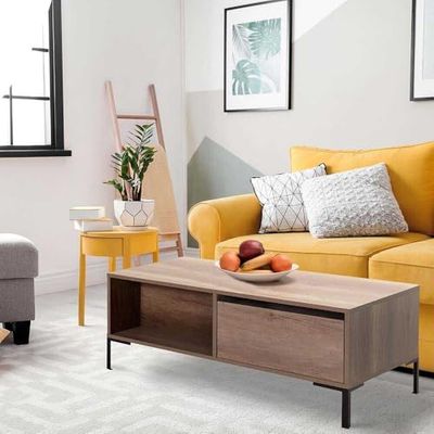 Hanah Home Elegante Mesa de café, Nogal Claro, 103 x 60 x 42 cm, 100% melamina, 16 mm de Grosor, Salas de Estar Modernas y Espacios