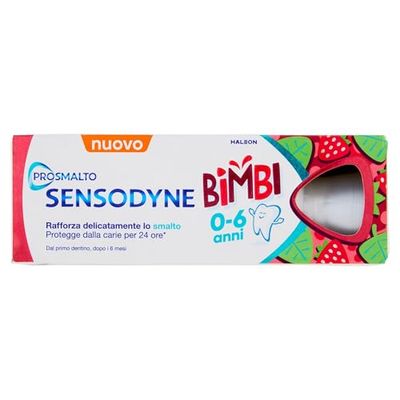 Sensodyne Prosmalta, Kinderzahnpasta für Kinder von 0-6 Jahren, stärkt sanft den Zahnschmelz und schützt 24 Stunden vor Karies, natürliches Aroma Erdbeere und Minze, 50 ml