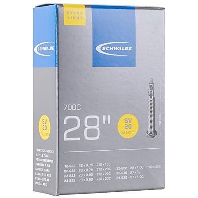 Schwalbe cykelslang SV20 Extra Light 18/25-622/630 EK 50 mm, svart, 27 x 7/8-28 x 3/4 tum SV50 mm