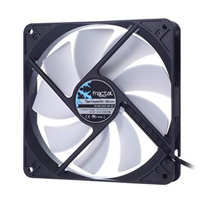 Fractal Design Silent Series R3 Bianca - Ventilatore del computer - Ottimizzato per flusso d'aria elevato - 140 millimetro - 1000 RPM - Cavo a nastro - Flusso d'aria - 12v - Nero/Bianca (Single)