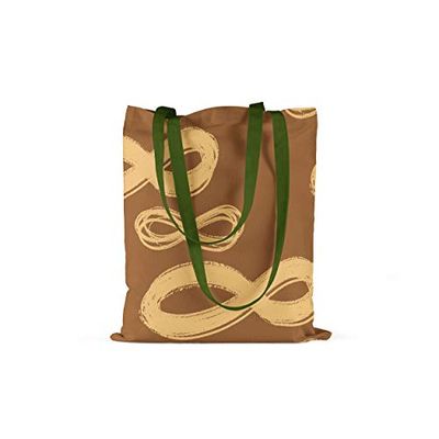 Bonamaison, 100% Algodón Bolso De Mano Impreso, Bolso de la Compra Reutilizable, Bolso De Compras, Ecológico, Plegable, Bolso de Tela de Lona con Asas Verdes, 34X40 Cm - Fabricado en Turquía