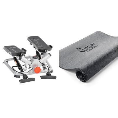 Sunny Health & Fitness Stepper de bajo Impacto para un Entrenamiento Integral con Bandas de Resistencia y tapete Protector de Espuma para Gimnasio en casa