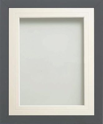 Frame Company Allington Grey Photo Frame with White V-Groove Mount, 7x5 for 6x4 inch, fitted with perspex