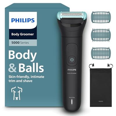 Philips Body Groomer 5000 Series - Trimmer for Men with Triple Protect Shave System, Intimate Trim & Shave, 100% Showerproof, 100 Min. Runtime, Model BG5470/15