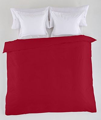 FUNDA NORDICA lisa color burdeos - Cama de 90 (1 pieza) - 50% algodón / 50% poliéster - 144 hilos. Gramage: 115