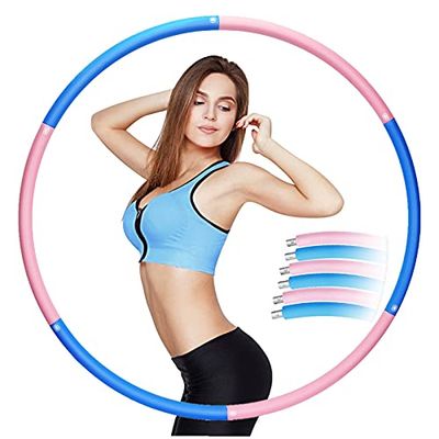 EOSVAP Hoelahoep voor volwassenen, hoelahoep voor gewichtsverlies en massage, instelbaar gewichtsdesign, voor fitness/training/buikspiercontouren, roze/blauw