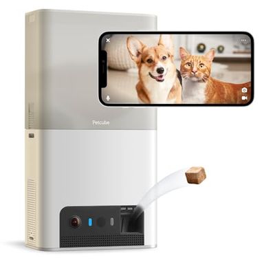 Petcube Bites 2 Lite Telecamera Interattiva per il Monitoraggio degli Animali Domestici tramite Wi Fi con App per Cellulare e Dispenser di Croccantini