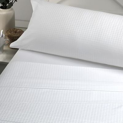 Juego de sábanas de satén Atia color blanco. Cama de 135/140 cm. 3 piezas
