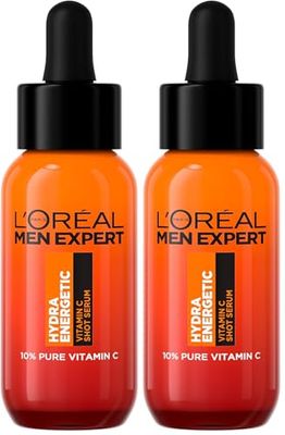 L'Oréal Men Expert Hydra Energetic, 10% Pure Vitamin C Shot Serum, For Brighter, Smoother and Refreshed Skin, 30ml (Pack of 2)