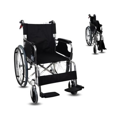 Mobiclinic®, Sedia a rotelle pieghevole, Modello palacio, Alluminio, Leggera, Seduta 46 cm, Doppio sistema frenante, Schienale sdoppiato, Poggiapiedi, Semovente,