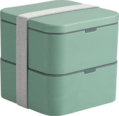 Cao Groene lunchbox, vierkant, 85 cl, 2 stuks, voor volwassenen, uniseks, 14 x 14 x 13,5 cm