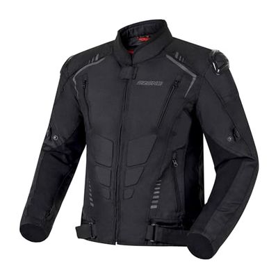 OZONE MOTO Pulse męska kurtka motocyklowa | Ochraniacze na łokieć i ramiona | Wymienna wodoodporna membrana | Wymienna podszewka termiczna | Suwaki na ramię | 3 kanały wentylacyjne, Czarny, S