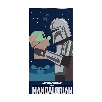 Character World Disney Serviette Officielle Mandalorian Star Wars | Toucher Super Doux, Motif I've Been Looking for You | Parfait pour la Maison, Le Bain, la Plage et la Piscine, 140 x 70 cm