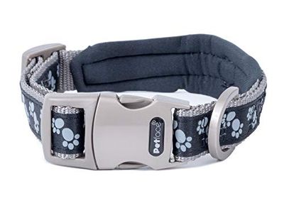 Petface Signature, collier rembourré pour chien, petite taille, gris à pois, S