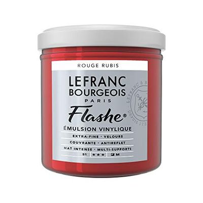 Lefranc Bourgeois Acrílico, vermelho rubi, tubo de 125 ml, vinil farbe
