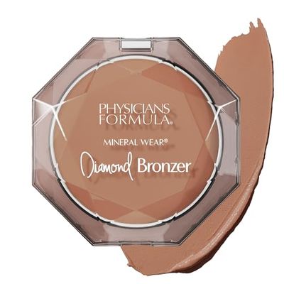 Physicians Formula Mineral Wear Diamond Bronzer, Puder Brązujący z Witaminą E, Minimalizuje Widoczność Porów i Drobnych Zmarszczek, Hybryda Pudru i Serum, Bronze Gem
