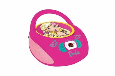 Lexibook- Barbie Lecteur CD, Prise Micro, Entrée Line-in, Fonctionne sur Piles ou Secteur, Rose, RCD108BB