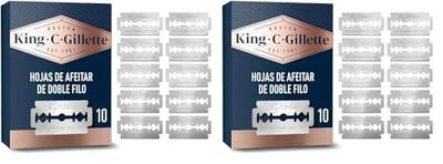 King C. Gillette Hojas De Afeitar De Doble Filo Para Hombre, Pack de 10 Hojas de Recambio Para Maquinilla de Afeitar de Seguridad, Cuchillas de Acero Inoxidable, Gran Durabilidad (Paquete de 2)