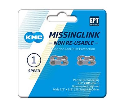 KMC Missing Links E101, Maglia mancante Unisex Adulto, Silver, Narrow (3/32")
