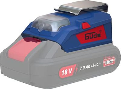 Güde UAL 18-0 Accu-USB-adapter en licht, 18 V, Easy-Energy-Exchange, USB-aansluiting (type A) geschikt voor het opladen van elektronische apparaten, zaklampfunctie met ledlicht, zonder accu en oplader