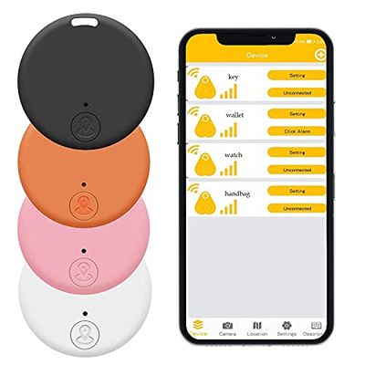 4pcs Localizzatori Di Articolo Wireless, Key Finder Anti-Perdita Telefono Ricercatore Allarme Trova chiavi,Localizzatore e Tracker Suono per Ritrovare Chiavi, Compatibile con iOS e Android
