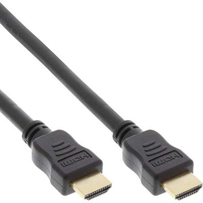 InLine 17555P HDMI-kabel, HDMI-High Speed med Ethernet, premium, 4K2K, kontakt/kontakt, svart/guld, 0,5 m