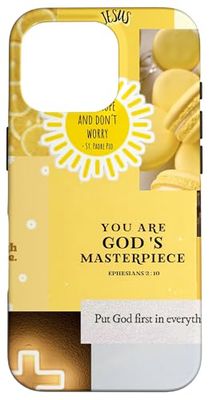 Croix chrétienne esthétique jaune fleur foi Coque pour iPhone 16 Pro