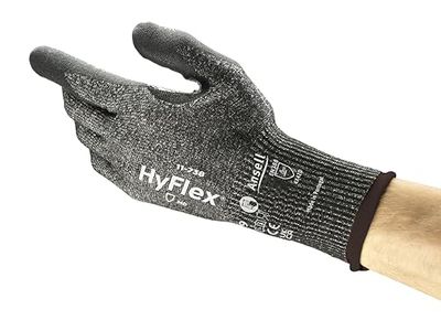 Ansell Hyflex 11-738 Guanti di sicurezza da lavoro, Protezione meccanica, taglia 11 (2XL), Nero (12 Paia)