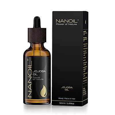 Nanoil Jojoba Oil 50ml - Organic, cold-pressed and unrefined jojoba oil for face, body and hair care. Relief, softness and sebum balance