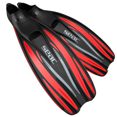 SEAC F 100 PRO, Pinne da Subacquea Leggera a Scarpetta Chiusa, per Immersioni e Snorkeling Unisex Adulto, Rosso, 44/45 EU