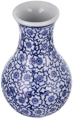 Leewadee Vase en céramique Bleu 7 x 7 x 12,5 cm