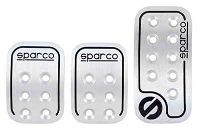 Sparco SPC OPC04060000 Conjunto de 3 pedais Racing cor prata com logótipo SPARCO em preto universais, 150 ml