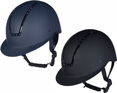 HKM Lady Shield Diamante, Casco da Equitazione Unisex Adulto, Blu Scuro, S