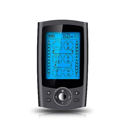 DAM EMS MHD-24 draagbare spierstimulator, 24 modi, 2 dubbele kanalen, compact formaat, oplaadbare batterij, 5 x 1 x 9,5 cm, kleur: zwart