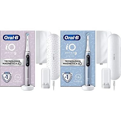 Oral-B iO9 Cepillo de Dientes Eléctrico con Mango Recargable, Tecnología Magnética iO - Cuarzo Rosa, Edición Especial & iO9 Cepillo de Dientes Eléctrico con Mango Recargable,Azul, Edición Especial