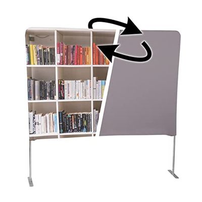 Manfrotto Fondale per Videoconferenze - Telaio Pieghevole in Alluminio con Copertura Bifacciale: Grigio / Libreria - 2m x 2m - MLVC2201GBOOK