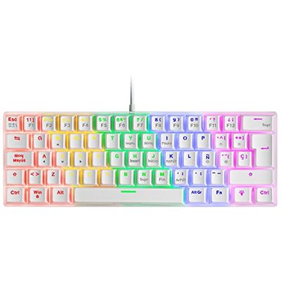 Mars Gaming MK60 Bianco, Tastiera Gaming Meccanica FRGB, Antighosting, Switch Meccanico Marrone, Lingua Spagnola