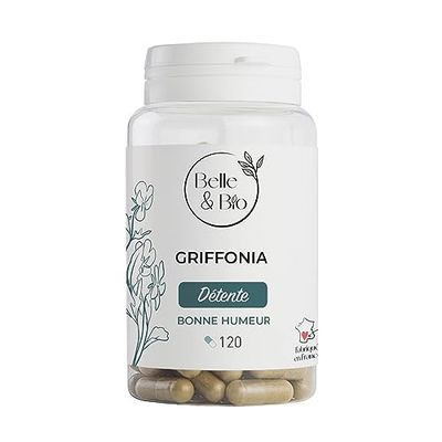 ACTIVITÉ CÉRÉBRALE & STRESS - Griffonia riche en 5 HTP- Action de détente - 120 gélules - Cure 2 mois - Complément Alimentaire BELLE&BIO - Fabriqué en France