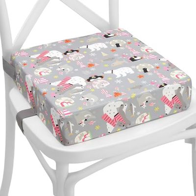 Fotel podwyższający Krzesło dziecięce 33x33x8 cm - Poduszka siedziska Poduszka na krzesło dziecięce Fotelik dziecięcy Poduszka podwyższająca Poduszka siedziska Poduszka na krzesło Zwierzęta szary