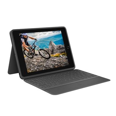 Logitech Rugged Folio per iPad (7ª, 8ª e 9ª generazione) Custodia con tastiera protettiva, Layout Spagnolo QWERTY - Nero