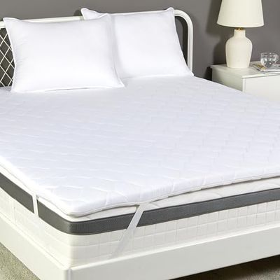 Amazon Basics Surmatelas en Mousse à mémoire de Forme, 140 x 200 x 6 cm, avec Housse Lavable, Blanc