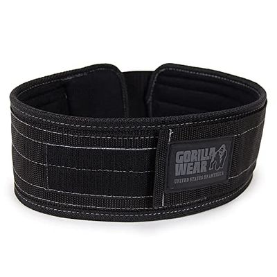 Gorilla Wear 10 cm nylonbälte – svart – bodybuilding och fitnessbälte för kvinnor och män, S-M