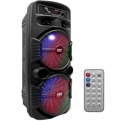 Pyle Bluetooth Luidsprekersysteem – Draagbare Speaker- 600W - Microfoonaansluiting- Partylampen- USB- Radio- Afstandsbediening