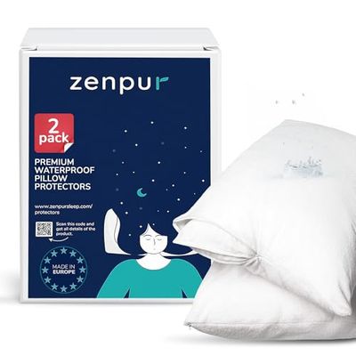 ZenPur Pack med 2 örngott, premium, 100 % vattentätt – allergivänligt överdrag med revolutionär Bi-Ome antibakteriell och Oeko-Tex-certifierad, 50 x 70 cm